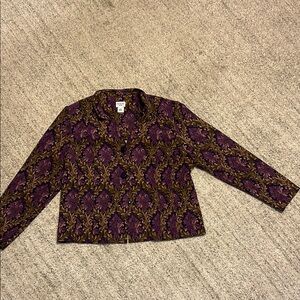 DORBY Vintage Womens 18 Blazers Suit Jackets Purple Demask Single Breast Ladies
